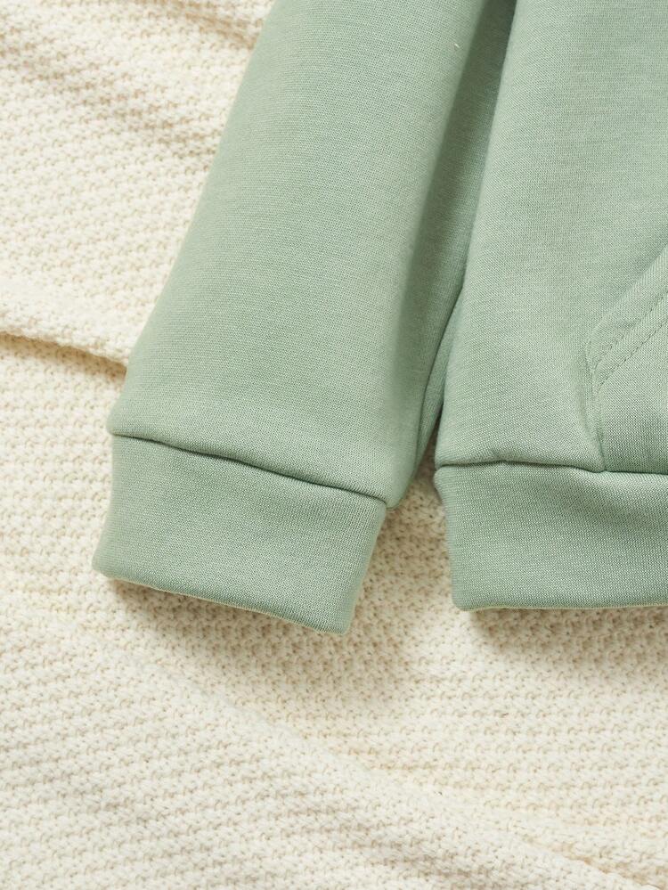 SHEIN 2 piezas/set Chico joven Sudadera con capucha informal y pantalón de chándal de felpa, engrosado - verde menta - Añade 3