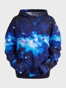 GENTILAND Men Galaxy Print Hoodie - Multicolor - View 1