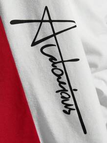 GENTILAND Men Letter Graphic Two Tone Tee - Red - View 4