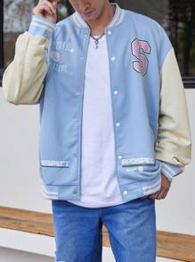 Claim Dot 1 Miếng Lỏng lẻo phù hợp Nam Lá thư In Khối màu Thả vai Áo khoác Đại học - Nhiều màu - Xem 4