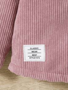 SHEIN 男嬰字母補丁細節毛絨內襯燈芯絨襯衫 - 藕粉色 - 查看 4