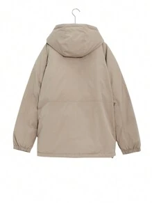 DAZY Men Letter Graphic Zip Up Hooded Padded Coat,Fall Clothes Jacket - Khaki - View 12