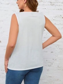 SHEIN LUNE Plus Tropiska Tryck Linnen - Vitt - Visa 2