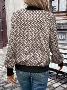 SHEIN Frenchy Allover Print Zip Up Bomber Jacket - Multicolor - View 2