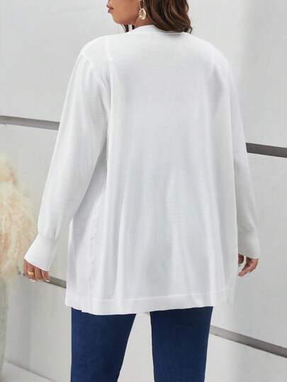 SHEIN Frenchy Plus Size Solid Casual Design Cardigan,Women Clothes Spring