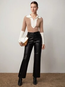 BizChic Jersey de dos tonos con cremallera media tejido de canalé