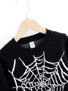 SHEIN Ragazza Tween Abito maglione con modello ragnatela