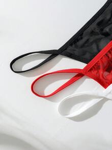 3 paquetes Tanga sólido de malla sexy - Multicolor - Ver 4