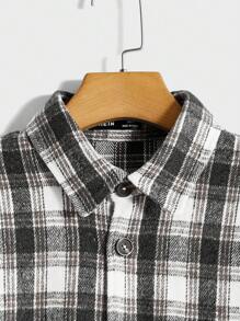 Manfinity VCAY Loose Fit Men's Plaid Printed Drop Shoulder Overcoat