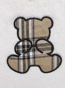 SHEIN Young Girl Casual Fleece Round Neck Sweatshirt And Grid Pattern Elastic Cuff Long Pants - Multicolor - View 7