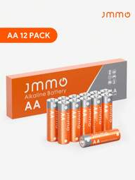 JMMO แพ็ค 12 ก้อน แบตเตอรี่อัลคาไลน์ AA ประสิทธิภาพสูง อายุการเก็บรักษา 10 ปี แบตเตอรี่ AA คู่ที่มีพลังงานอยู่นาน เหมาะสำหรับอุปกรณ์อิเล็กทรอนิกส์ประจำวันและอุปกรณ์ฉุกเฉิน