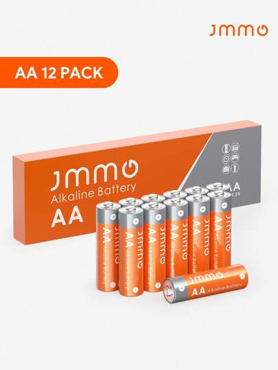 JMMO 12 Pack AA Alkaline High-Performance Batteries, 10-Year Shelf Life, Double AA With Long-Lasting Power, Suitable For Everyday Electronics And Emergency Gear