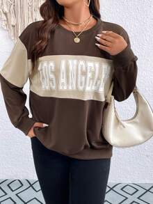 Celure 大碼字母圖案撞色落肩袖運動衫 - 彩色 - 查看 5