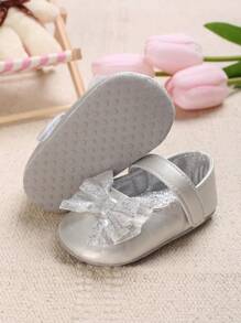 0-1Y Baby Girls' Silver Soft Sole Princess Shoes, Autumn/Spring - Silver - View 2
