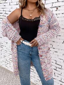 SHEIN LUNE 大码段染落肩开衫 - 彩色 - 查看 4