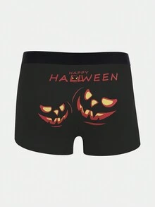 男士4入組表情&萬聖節字母圖案平角內褲 - 彩色 - 查看 2