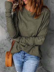 CILKOO Solid Raglan Sleeve Tee