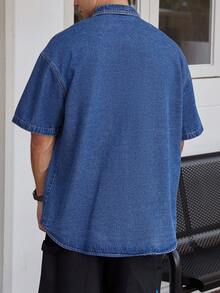 Manfinity Hypemode Men Drop Shoulder Denim Shirt - Blue - View 2