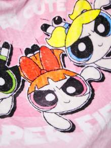 THE POWERPUFF GIRLS X SHEIN 睡衣毯子適用於兒童,粉色的