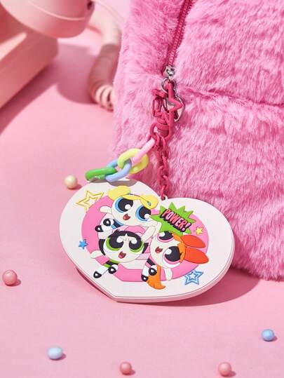 THE POWERPUFF GIRLS X SHEIN Llavero de espejo de bolsillo portátil rosa