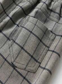 SHEIN 小男童1入組前蝴蝶結格紋背心和1入組長褲和1入組襯衫 - 灰色 - 查看 6