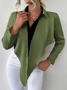 SHEIN Essnce Two Tone Asymmetrical Hem Blouse