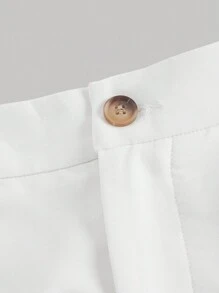 SHEIN MOD 秋冬款纽扣前挂脖露背西装背心和裤子 - 白色 - 查看 3