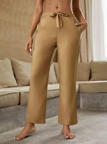 Ocili Ocili Leisure Solid Drawstring Waist Sleep Pants