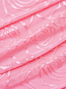 L'Amorae Floral Appliques Halter Ruched Dress - Pink - View 8