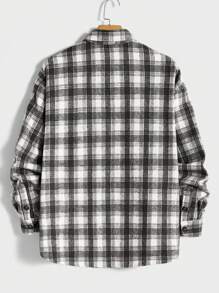 Manfinity VCAY Loose Fit Men's Plaid Printed Drop Shoulder Overcoat