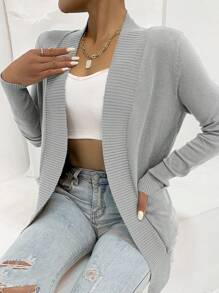 AAmilife 前開式貼布口袋開衫 - 淺灰色 - 查看 5