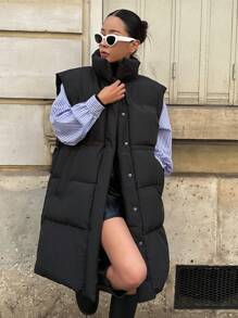 DAZY Cropped Padded Winter Jacket For Women Vest Women Coats - Black - View 3