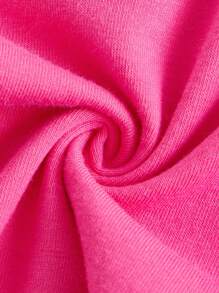 SHEIN Qutie Khối màu Quần ống loe - Màu Hồng Tươi - Xem 4