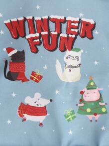 Baby Boy Christmas Print Sweatshirt for Christmas - Blue - View 6