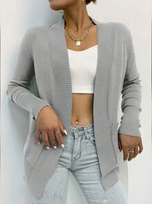 AAmilife 前開式貼布口袋開衫 - 淺灰色 - 查看 7