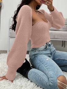 Chiquease Ribbed Tube Knit Top & Bolero - Pink - View 6