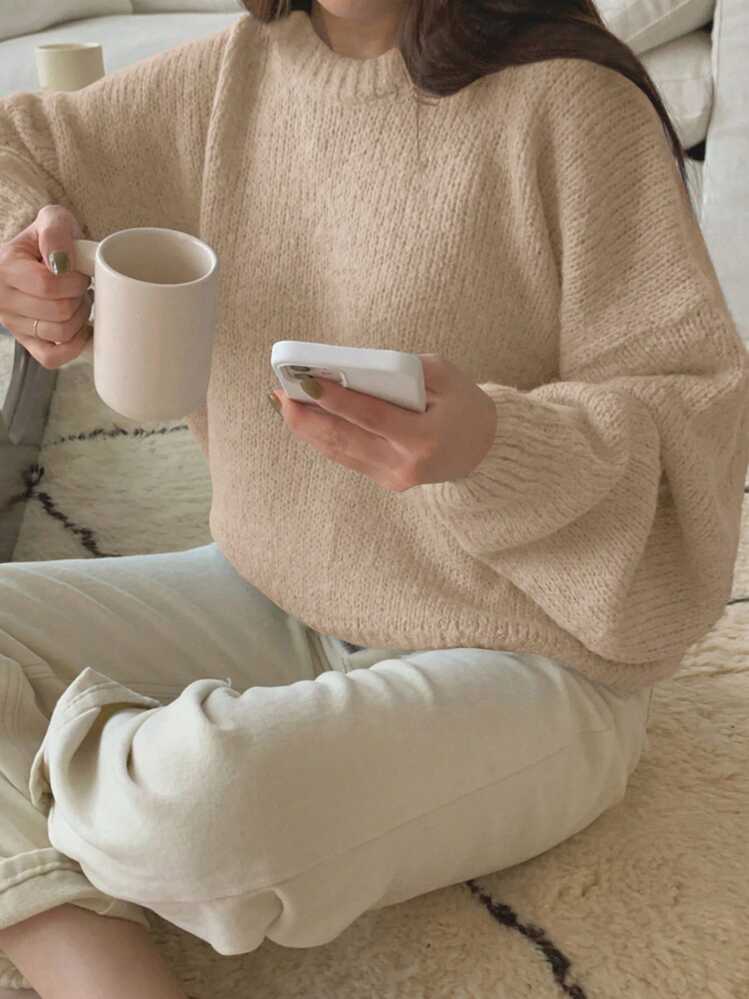 DAZY Solid Drop Shoulder Sweater,Fall Clothes