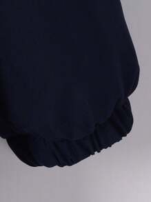 SHEIN 男大童字母補丁細節毛茸邊加絨內裏連帽外套