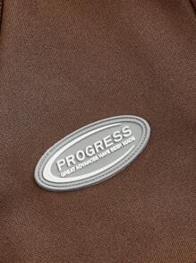 SHEIN EZwear 字母貼布二合一運動衫 - 咖啡棕 - 查看 4