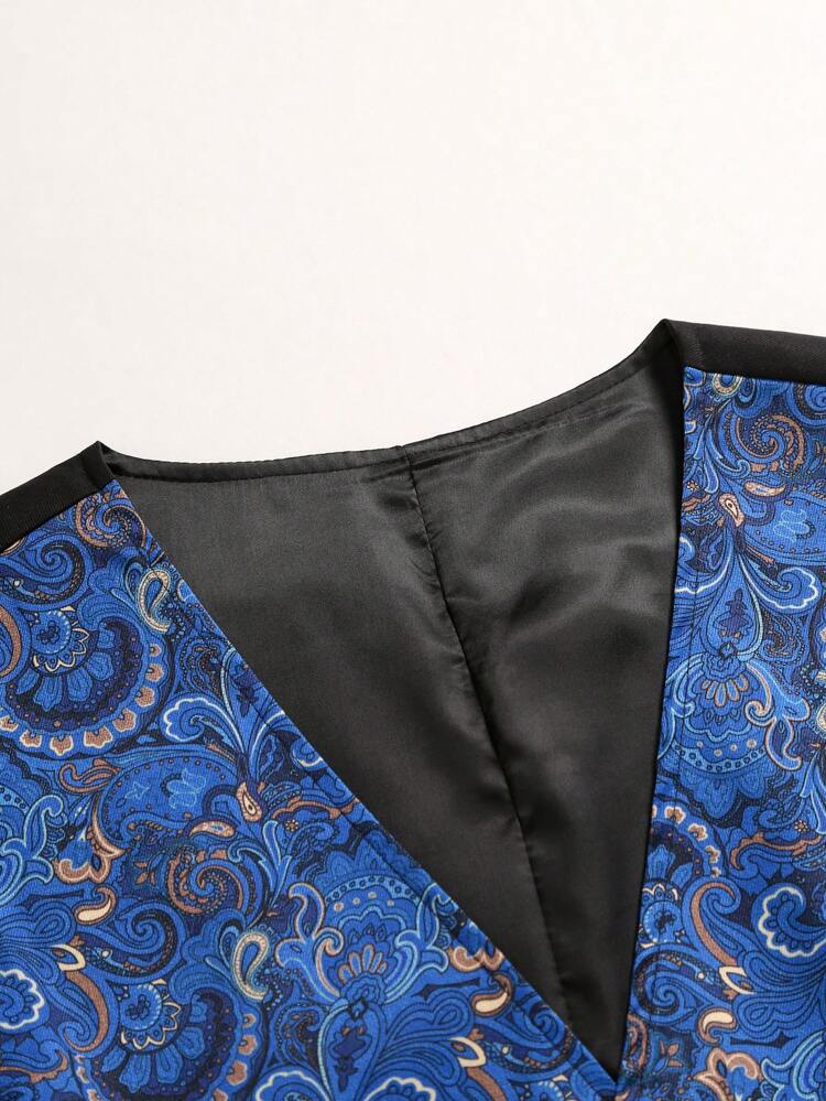 Men Plus Plants Print Waistcoat Without Shirt