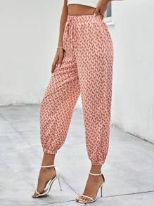 SHEIN LUNE In Toàn bộ Dây thắt lưng Quần - Màu Hồng  San hô - Xem 5