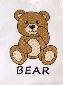 男嬰3入組熊和字母圖案背心上衣 - 杏色 - 查看 3