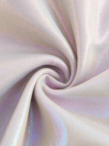 SHEIN ICON 前垂褶側抽繩掛脖上衣 - 銀色 - 查看 3