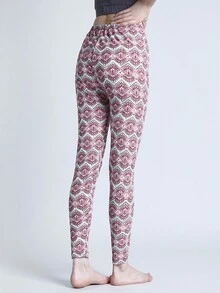 Geo Print Leggings - Red - View 8