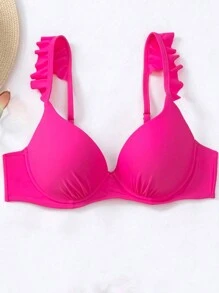 Viền Ruffle Push-Up Áo bikini - Màu Hồng Tươi - Xem 3