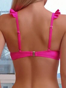 Viền Ruffle Push-Up Áo bikini - Màu Hồng Tươi - Xem 5