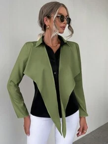 SHEIN Essnce Two Tone Asymmetrical Hem Blouse