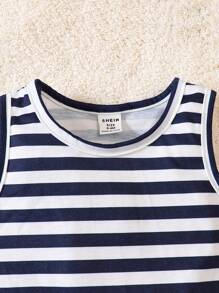 Baby Boy 3pcs Striped & Star Print Tank Top - Blue - View 3