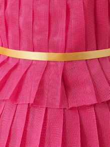 女嬰貼花層疊下擺洋裝 - 玫紅色 - 查看 6