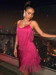Aveloria Rosie Fringe Trim Cami Dress Holiday Party Dress 